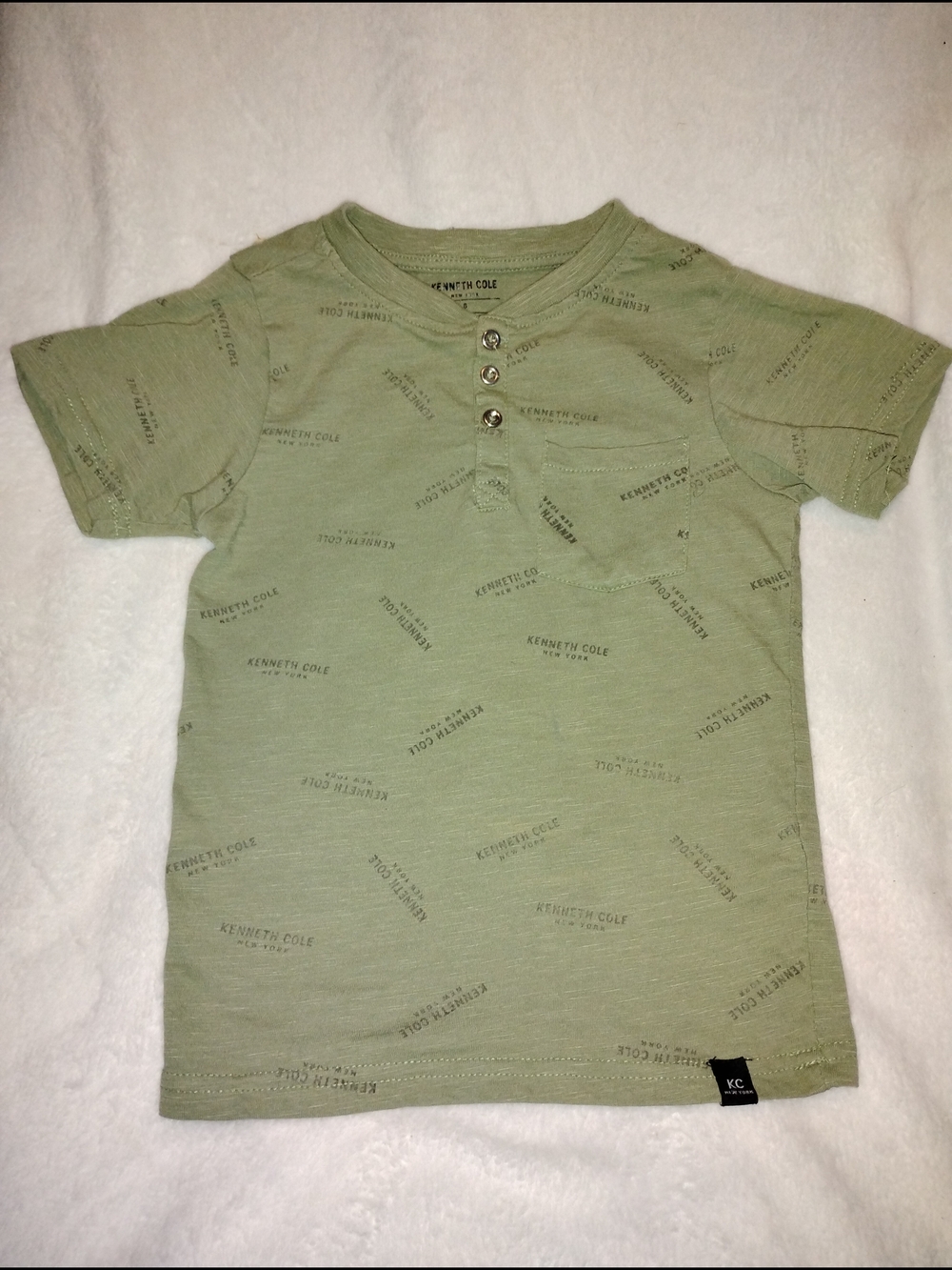 Kenneth Cole Boys Short Sleeve Green Henley Tee